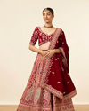 Mustard Red Embroidered Bridal Lehenga image number 0